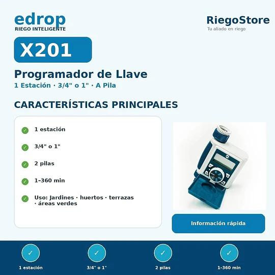 Programador para llave X201 3/4 1 estacion a pila