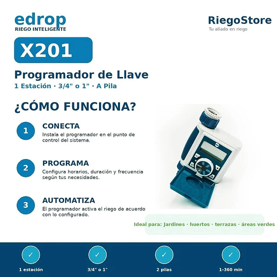 Programador para llave X201 3/4 1 estacion a pila