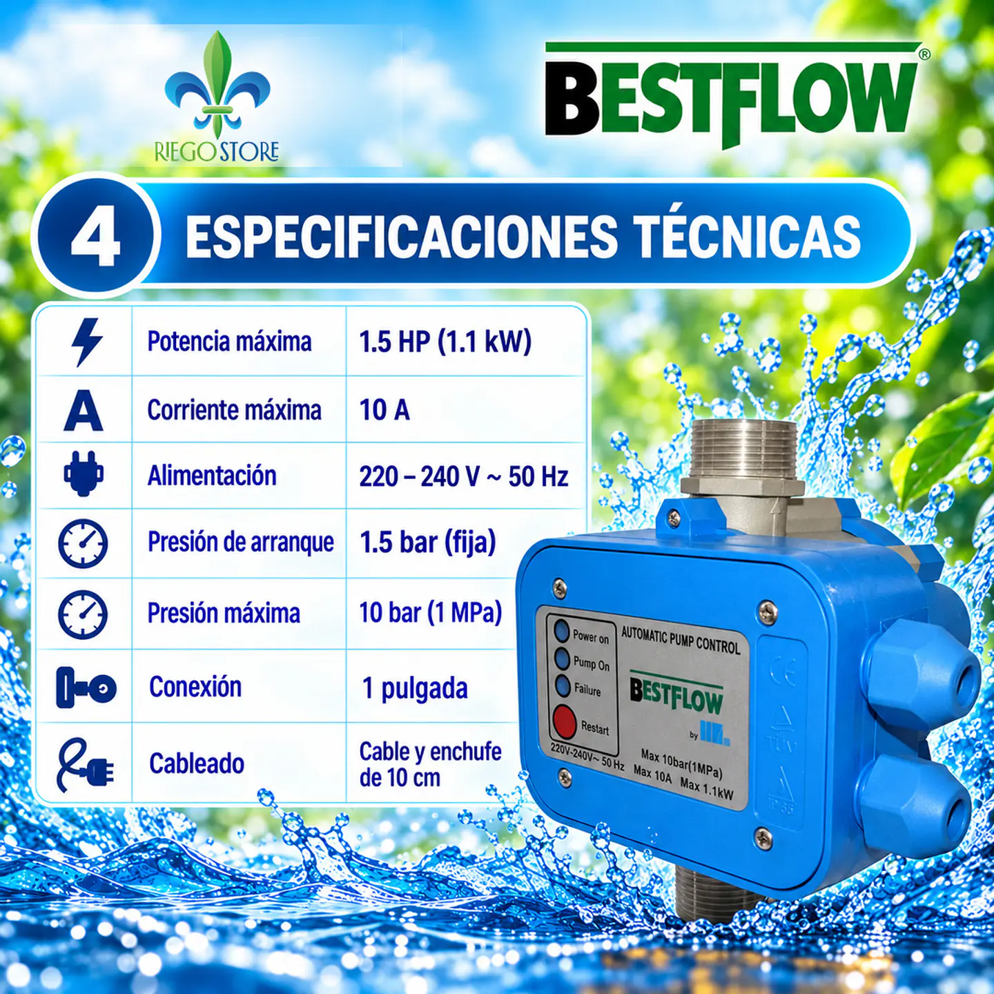 Controlador Elec. Presion AutoPump 1.5 HP - BestFlow 5