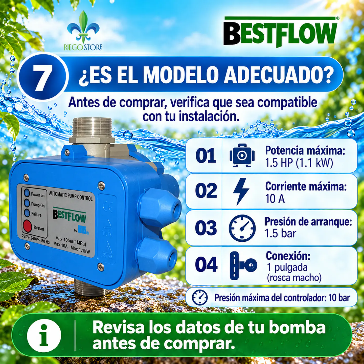 Controlador Elec. Presion AutoPump 1.5 HP - BestFlow 8