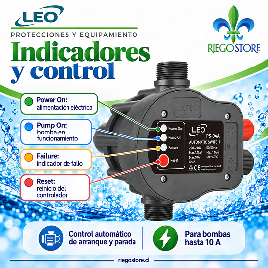Controlador Electronico de Presion PS-04A 1.5 HP - LEO
