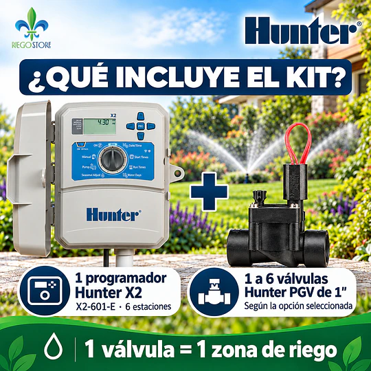 Kit Riego Automático Hunter X2 6 Estaciones