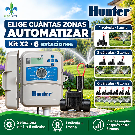 Kit Riego Automático Hunter X2 6 Estaciones