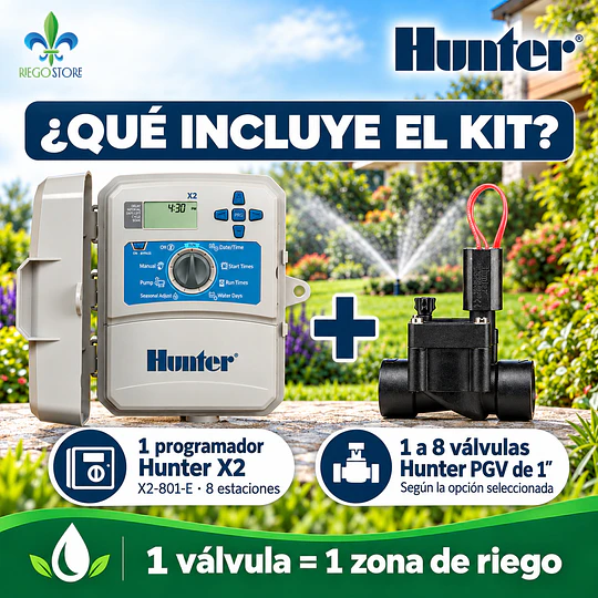 Kit Riego Automático Hunter X2 8 Estaciones