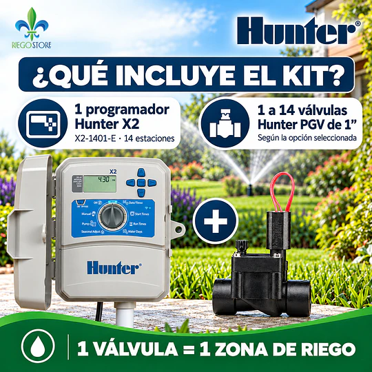 Kit Riego Automático Hunter X2 14 Estaciones