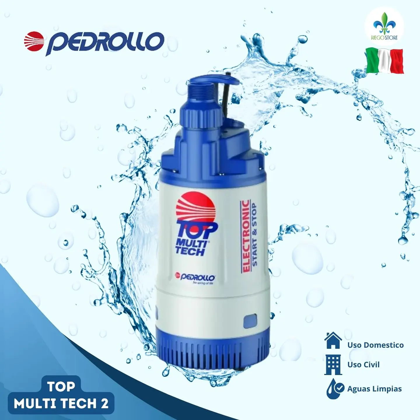 Bomba sumergible Pedrollo TOP MULTI-TECH 2 0.75 HP 1