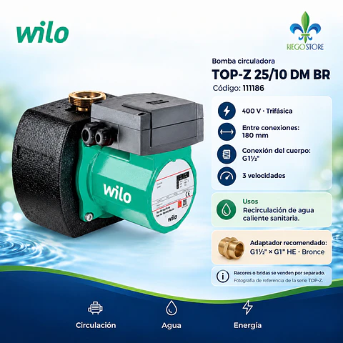 Bomba Circuladora TOP-Z 25/10 DM PN6/10 BR 1 1/2" - Wilo