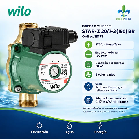 Bomba Circuladora STAR-Z 20/7-3(150) BR 3/4" - Wilo