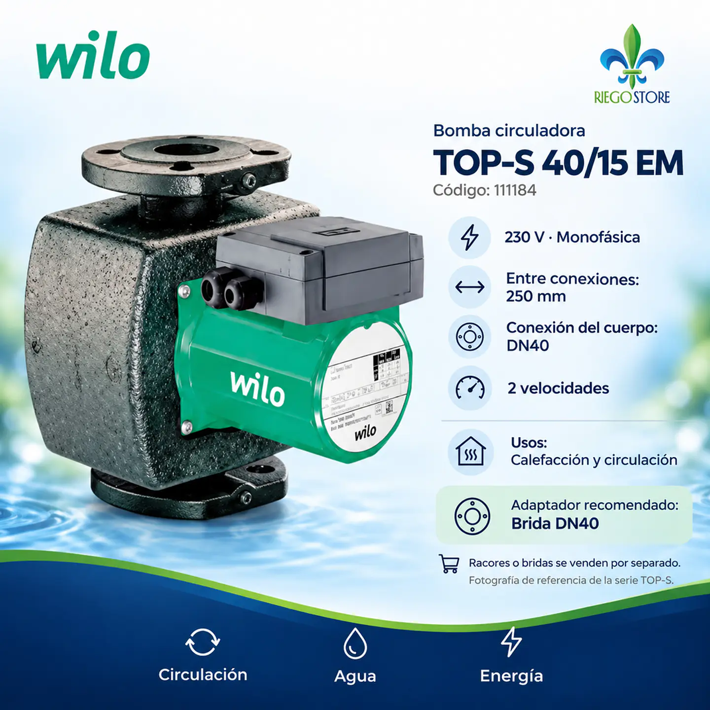 Bomba Circuladora TOP-S 40/15 EM PN10 DN40 - Wilo 1