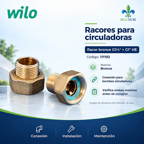 Racord Bronce G1½″ × G1″ HE - Wilo