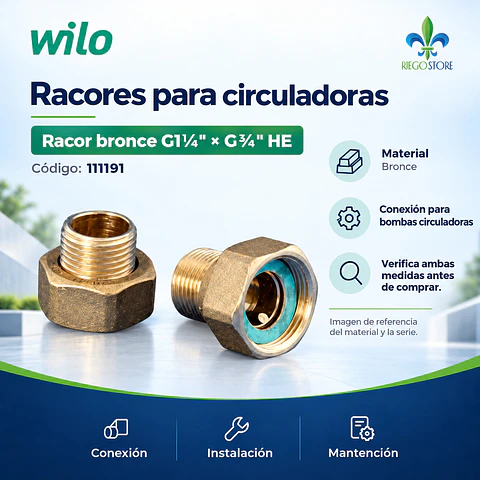 Racord Bronce G1¼″ × G¾″ HE - Wilo
