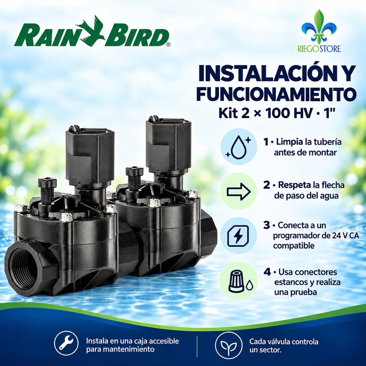 Kit 2 válvulas Rain Bird 100 HV 1