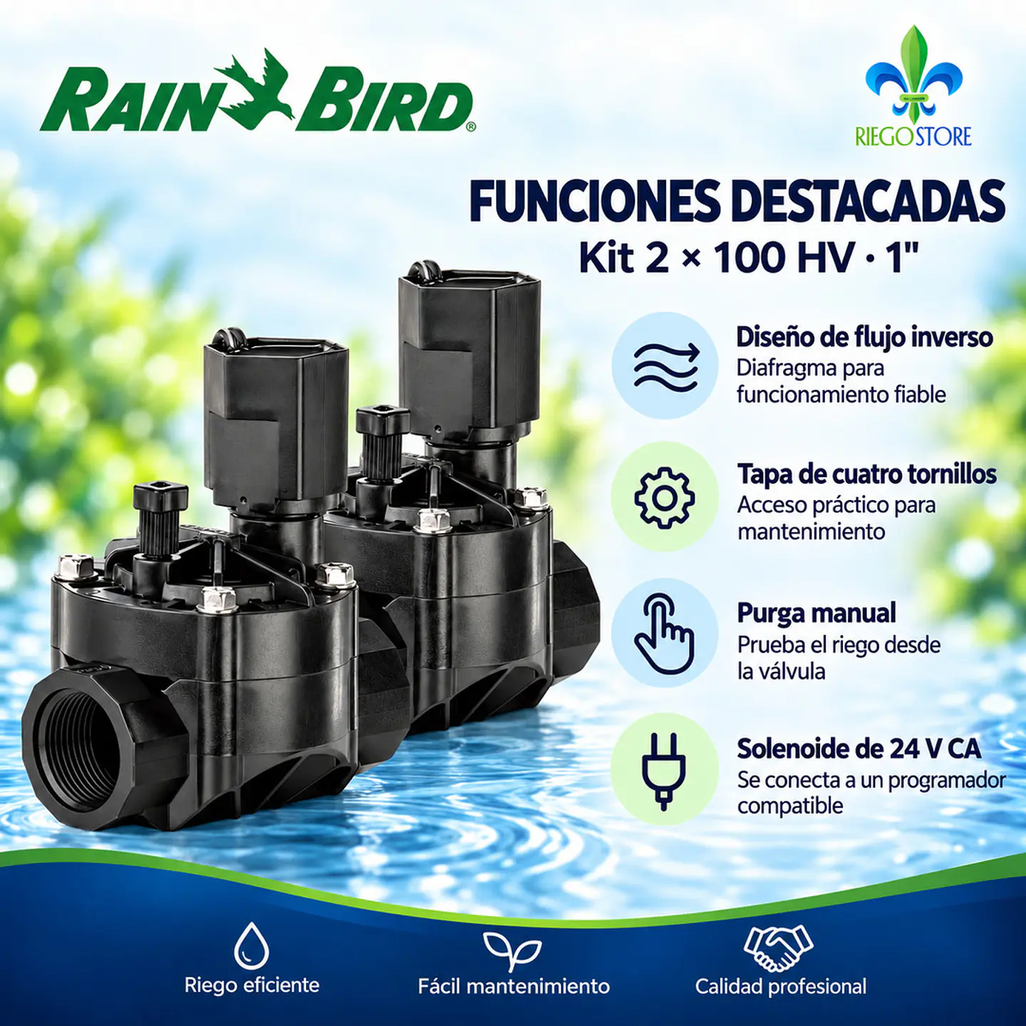 Kit 2 válvulas Rain Bird 100 HV 1