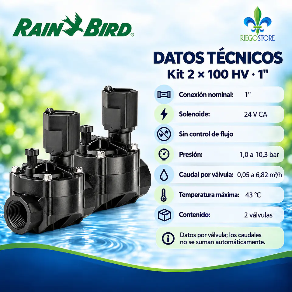 Kit 2 válvulas Rain Bird 100 HV 1