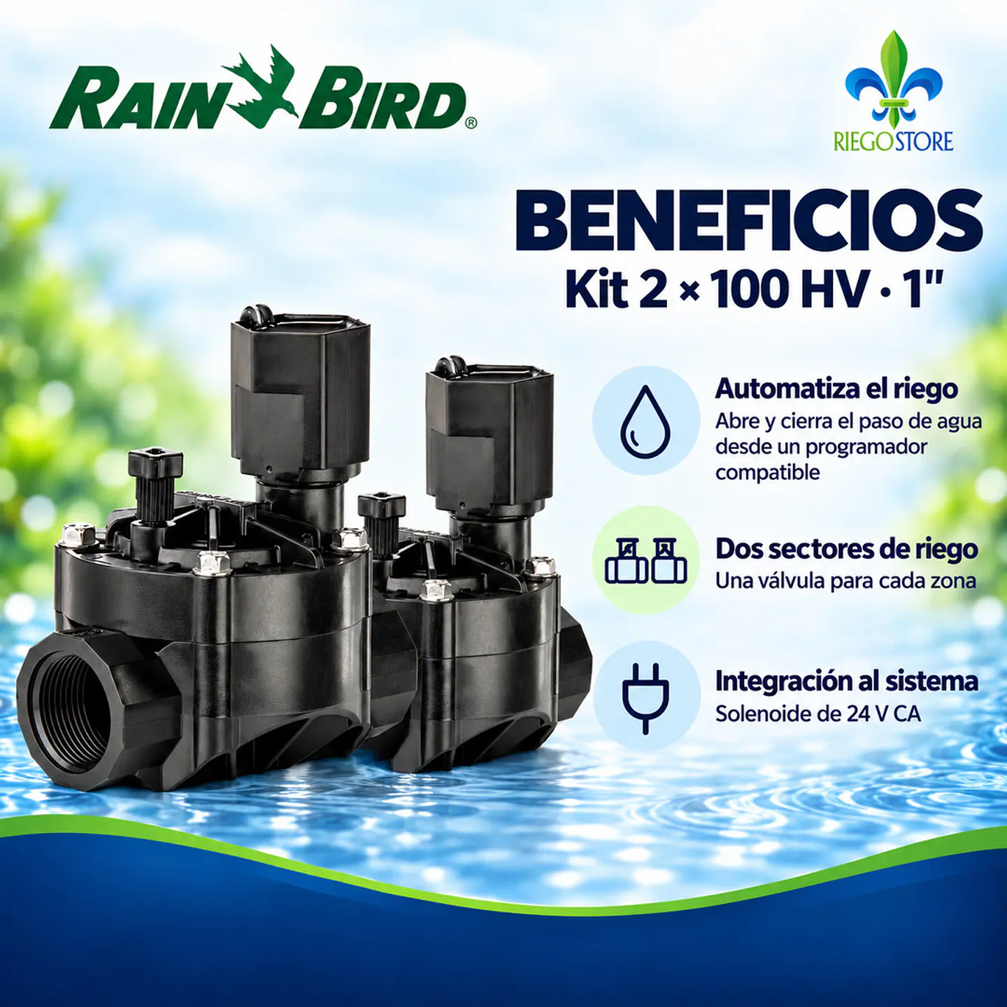 Kit 2 válvulas Rain Bird 100 HV 1