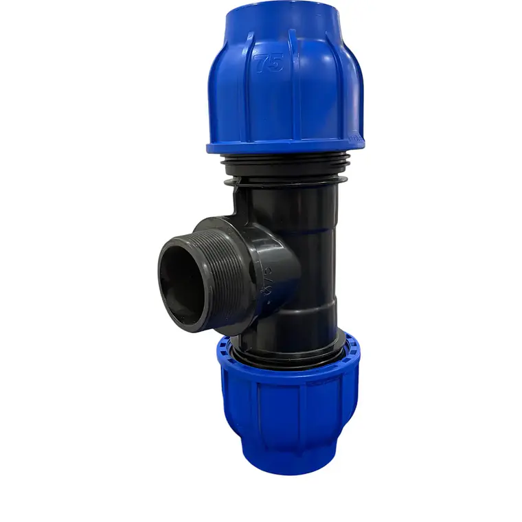 TEE DE COMPRESIÓN HDPE CON HILO EXTERIOR 1