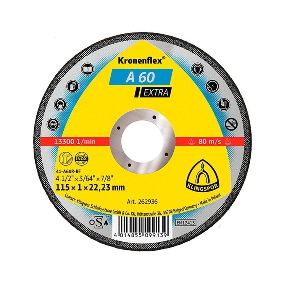 Disco Corte 4 1/2 Fe A60 Inox Kling 1