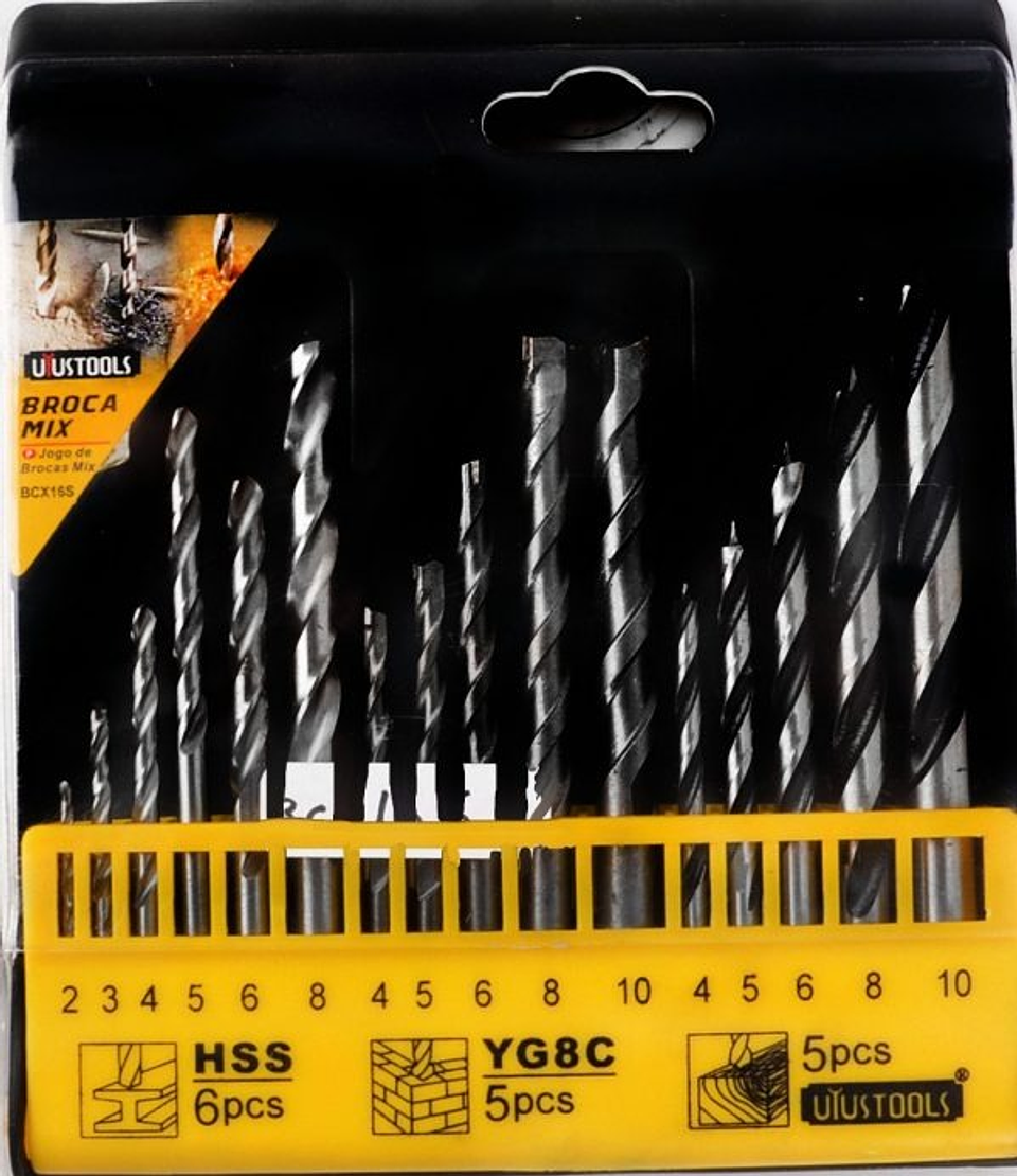 Broca Mix 16Pcs-Mm (Fie/Mad/Conc) Uyustools BCX16S 2