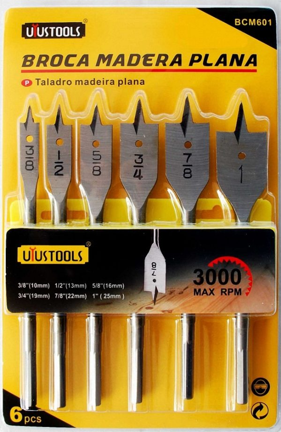 Broca Madera Plana 6Pcs BCM601 1