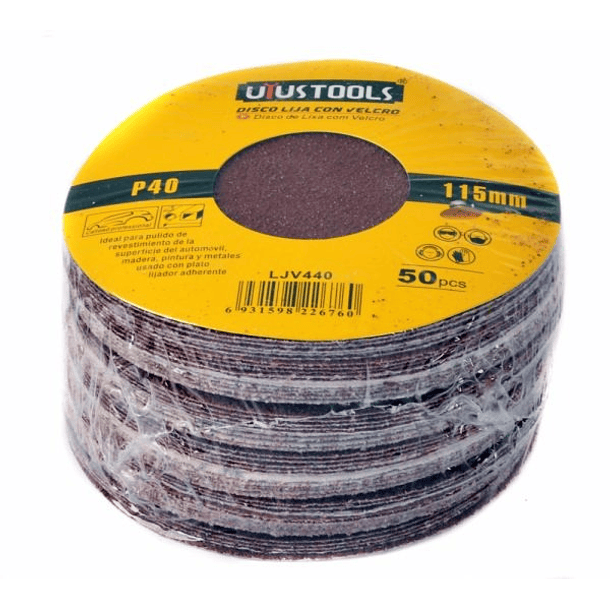 Disco Lija Con Velcro 50Un/Set 115Mm #40 Uyu LJV440