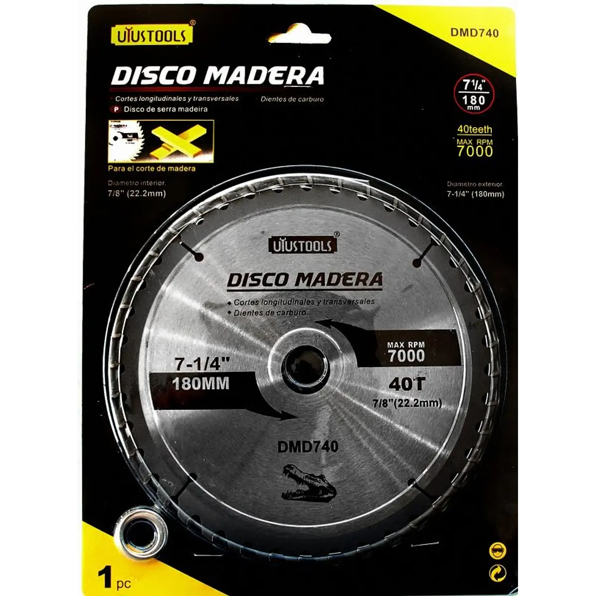 Disco Madera 180 X 40T DMD740 | Rielec Limitada