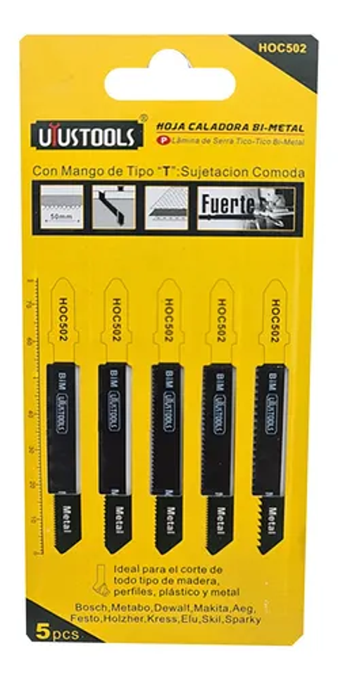 Hoja Caladora 5Pcs  Bi-Metal Uyustools HOC502