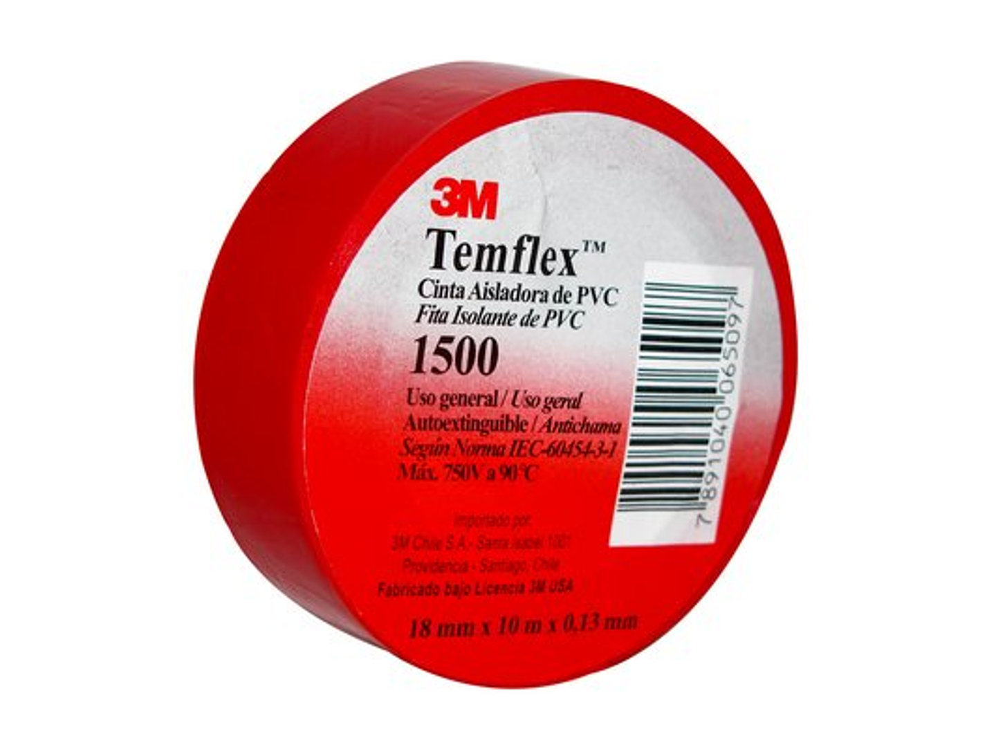 Huincha Aisladora 3M 10Mt Roja 1