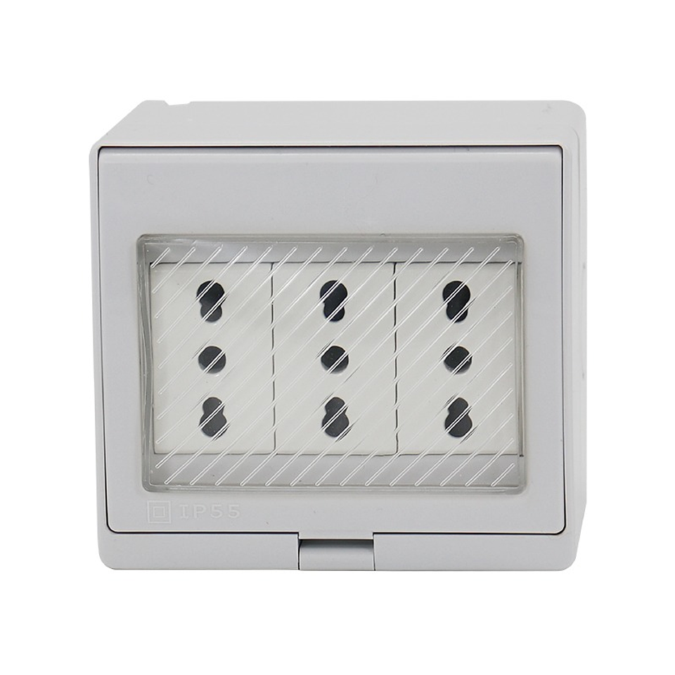 Hidrobox S/P Enchufe Triple 10/16A 1