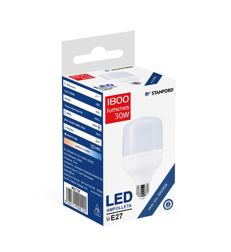Ampolleta Led Alta Potencia 30W 6500K Stanford 1
