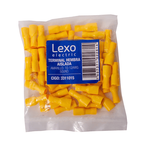 Terminal Hembra Media Aisl. Amarillo 10-12 Awg Bolsa 50U.