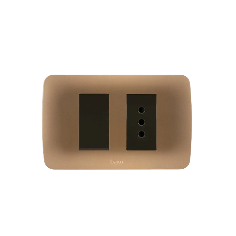 Interruptor 9/12 + Ench 10A Emb Cafe Titanio  Lexo 1