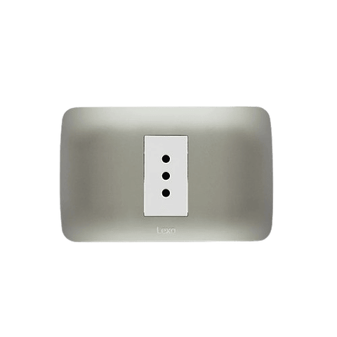 Enchufe Simple 10A Emb Blanco Plata Lexo