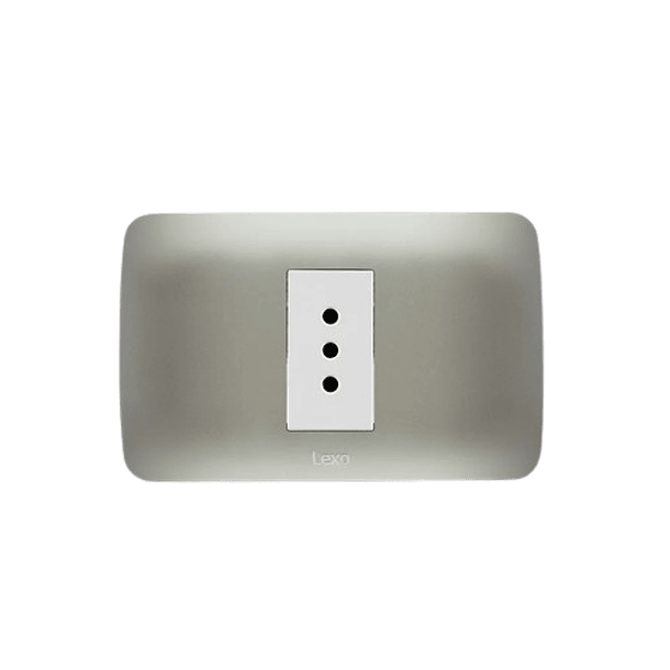 Enchufe Simple 10A Emb Blanco Plata Lexo