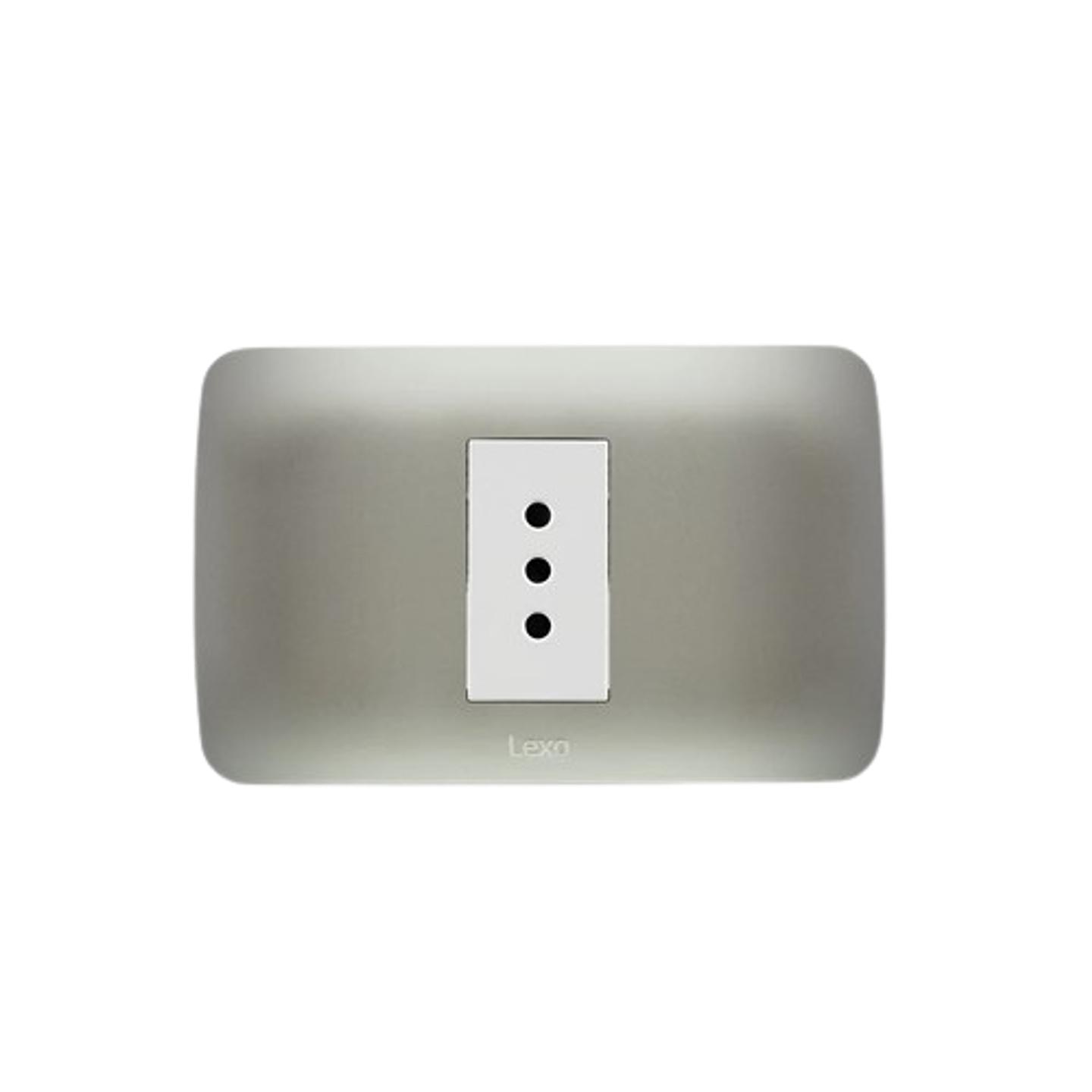 Enchufe Simple 10A Emb Blanco Plata Lexo 1