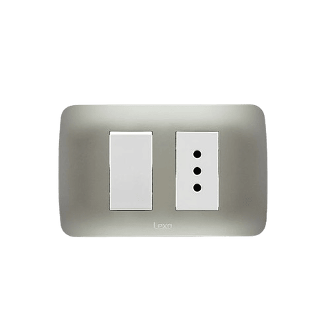 Interruptor 9/12 + Ench 10A Emb Blanco Plata Lexo
