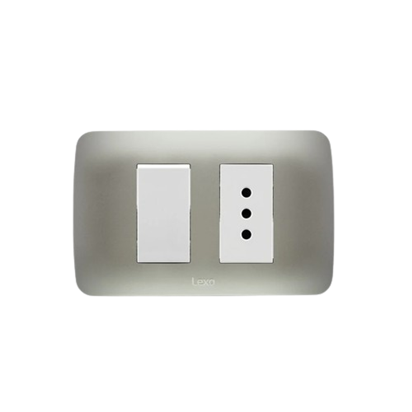 Interruptor 9/12 + Ench 10A Emb Blanco Plata Lexo 1