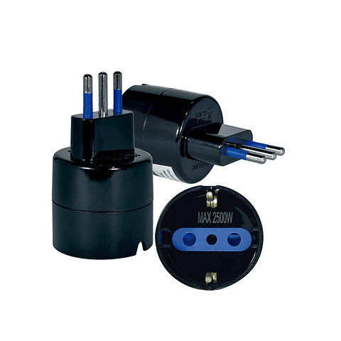 Adaptador Schuko Tierra  10A Negro