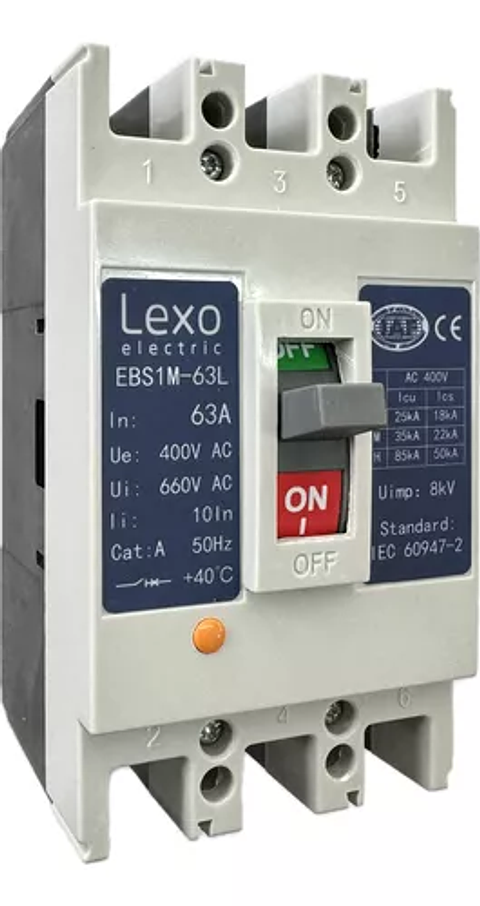 Interruptor Automatico 3X63A Caja Moldeada 25Ka Lexo