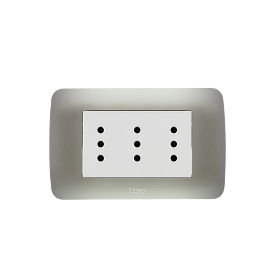 Enchufe Triple Puenteado Emb 10A Plata Lexo 1