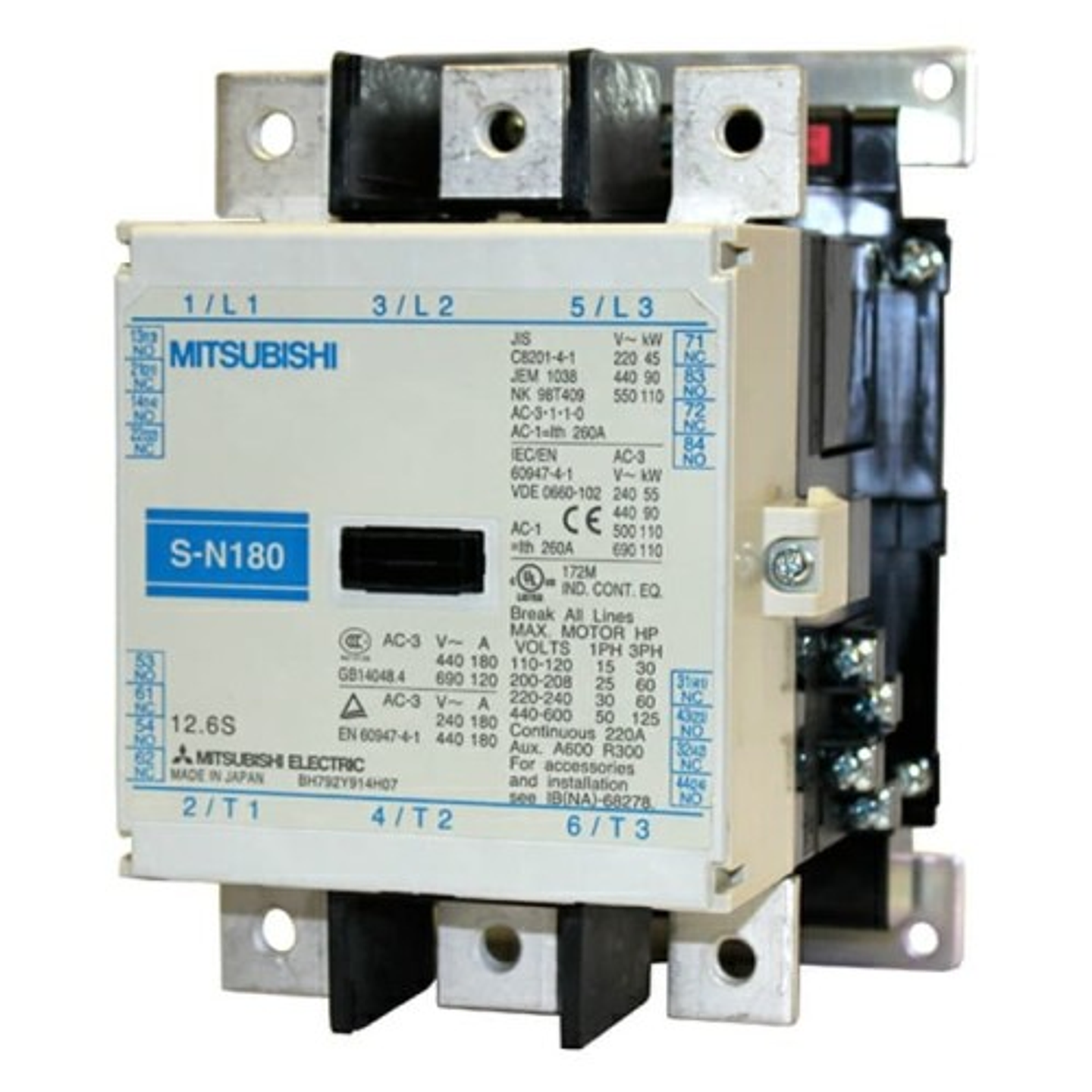 Contactor Sn180 Bob200Vca 2Na2Nc 180A Ac3/38 1