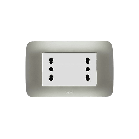 Enchufe Doble Puenteado 10/16 Emb Plata Lexo