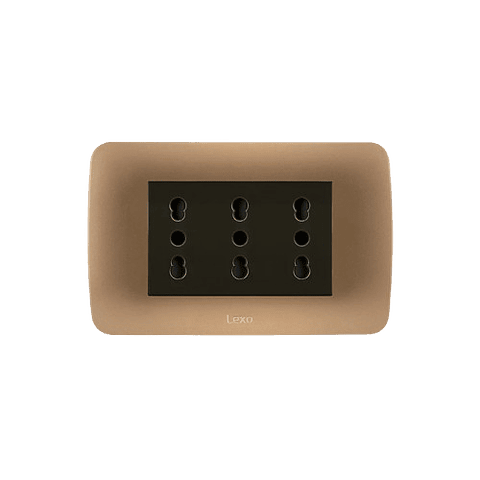 Enchufe Triple Puenteado 10/16 Emb Cafe Titanio Lexo