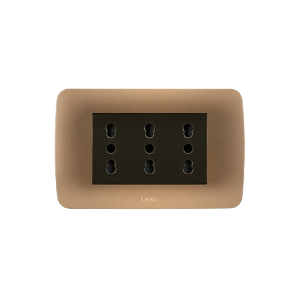 Enchufe Triple Puenteado 10/16 Emb Cafe Titanio Lexo 1