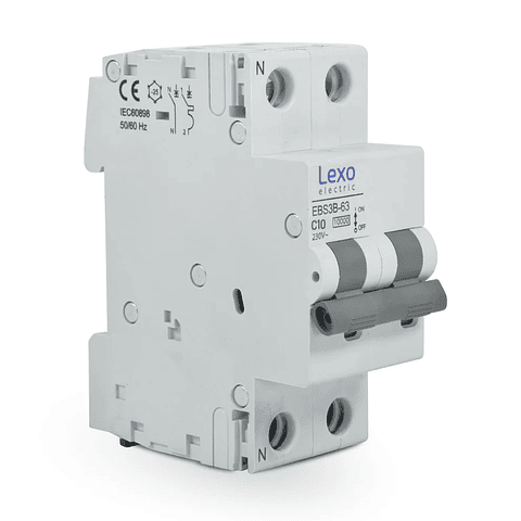 Interruptor Automatico 2X10A Din C 10K Lexo