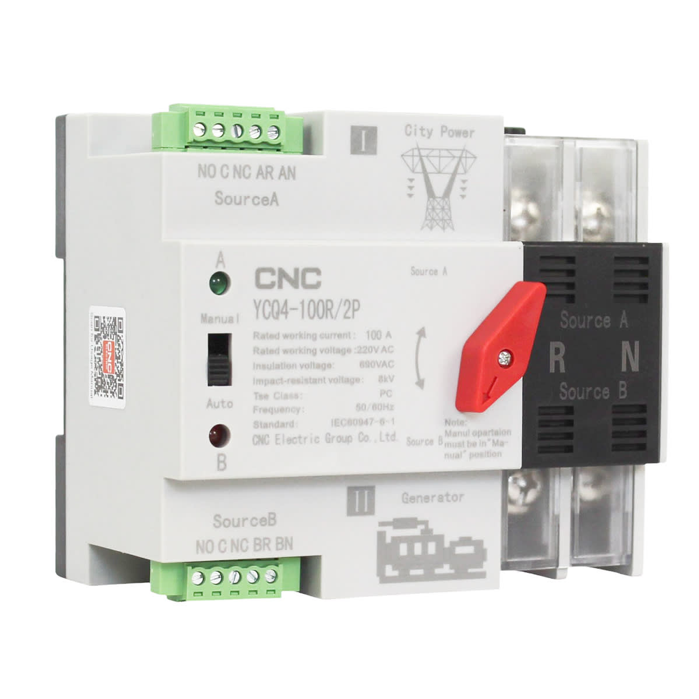 Switch de transferencia automatica YCQ4-100R-4P 2P 100A Cnc 1