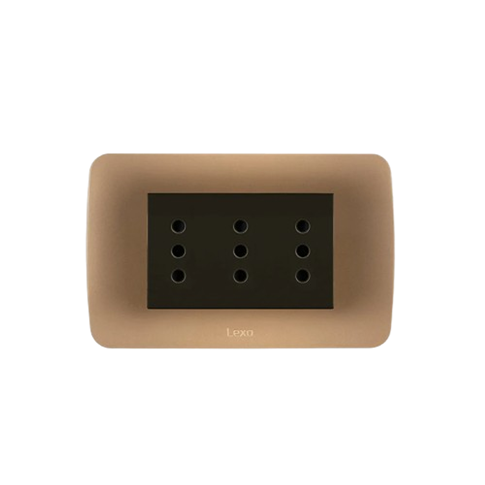 Enchufe Triple Puenteado Emb Cafe Titanio Lexo 1