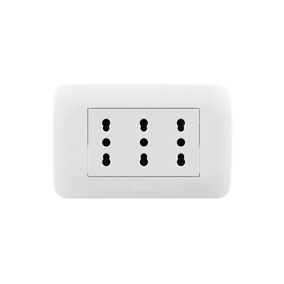Enchufe Triple Puenteado 10/16 Emb Blanco Lexo 1