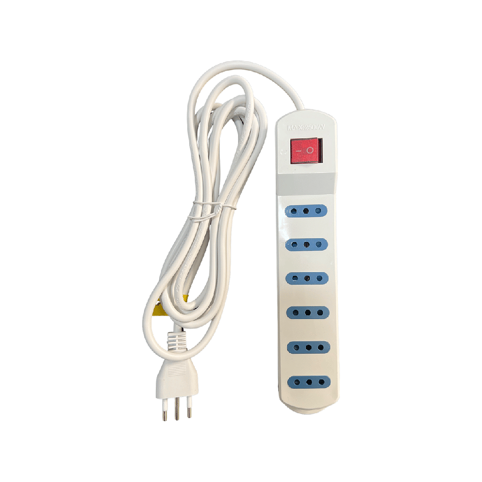 Alargador 6 Tomas 5mt C/Interruptor Blanco Stanford 1