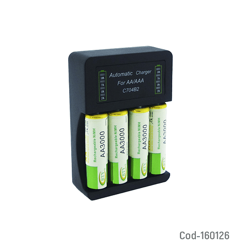 Cargador De Pila AA/AAA Incluye 4 Pilas