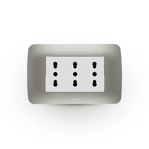  Enchufe Triple Puenteado Emb 10/16 A Plata Lexo